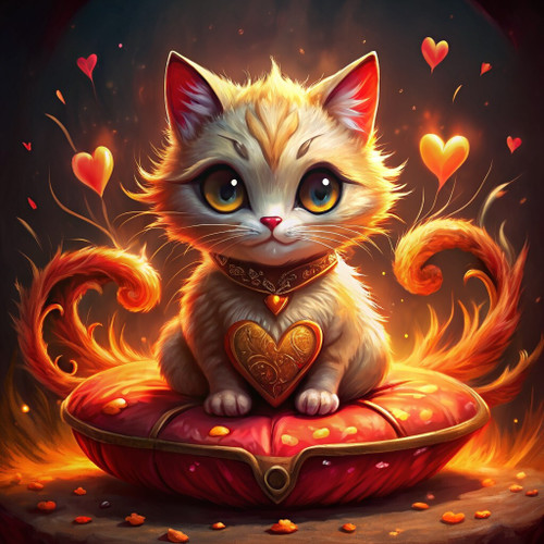 little-kitty-that-breathe-fire--siting-on-the-kusi Art Gallery Poster Canvas Pri
