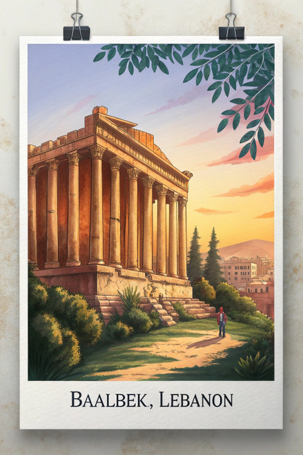 Majestic Baalbek Lebanon - Ancient Ruins Travel Poster Art Print Poster Movie Fi