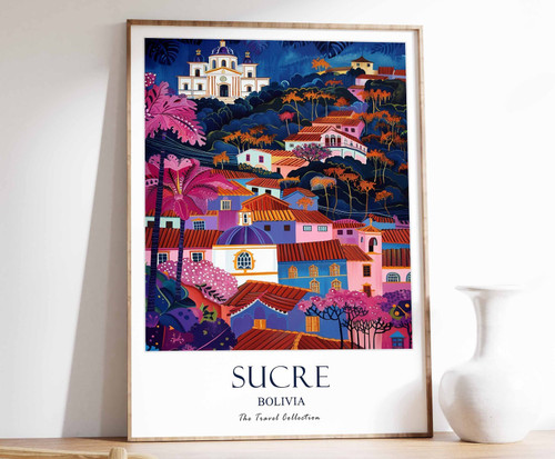 9_Sucre Print, Sucre Travel Poster, Bolivia Travel Print, Tropical Decor, Botani