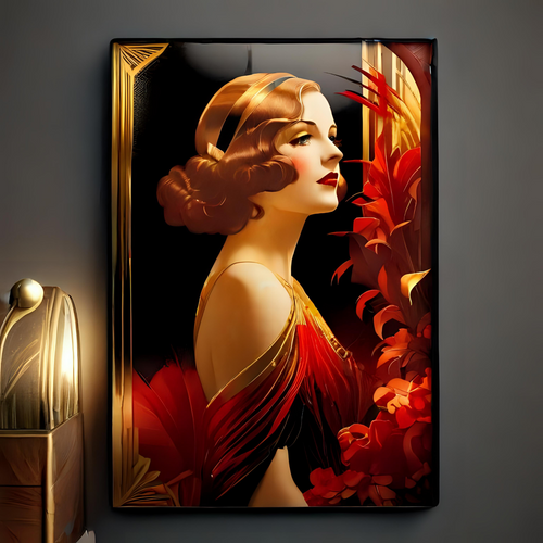 Art Deco Woman Classicism Canvas Wall Art Print Framed Picture Decor Living Room