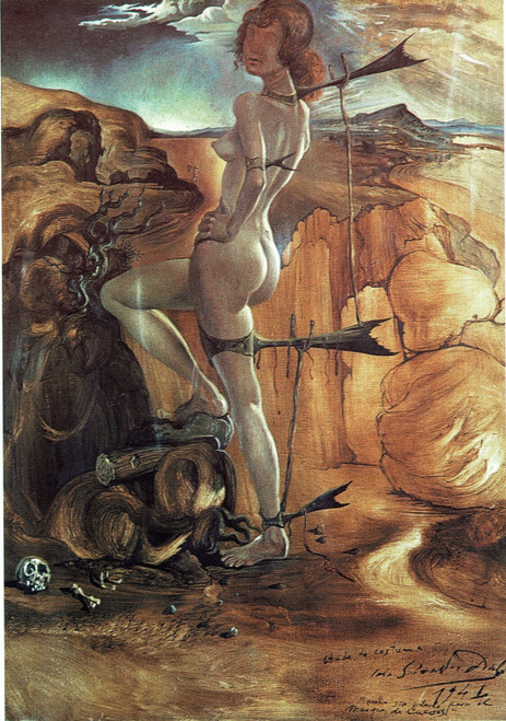 Salvador Dali - Costume for a nude with a codfish tail 1941 Poster Canvas Movie