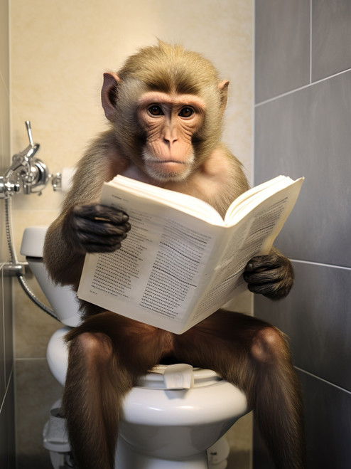 Capuchin on Toilet-3--3by4 Poster Canvas Funny Annimals Pritnt A0 A1 A2 A3 A4 A5