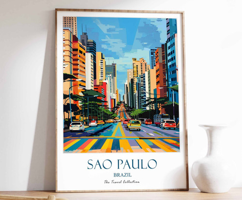 11_Sao Paulo Print, Sao Paulo Travel Poster, Brazil Travel Print, Tropical Decor