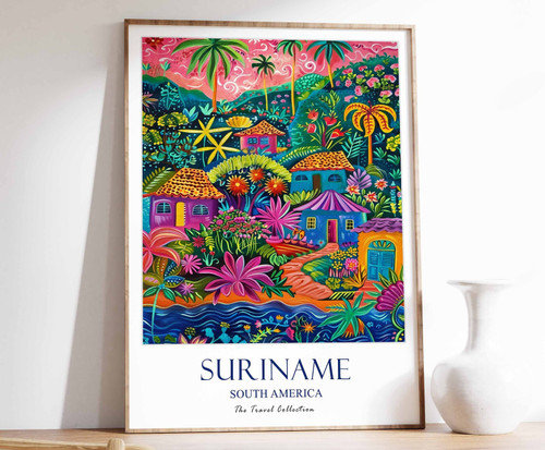 9_Suriname Print, Suriname Travel Poster, South America Wall Travel Print, Tropi