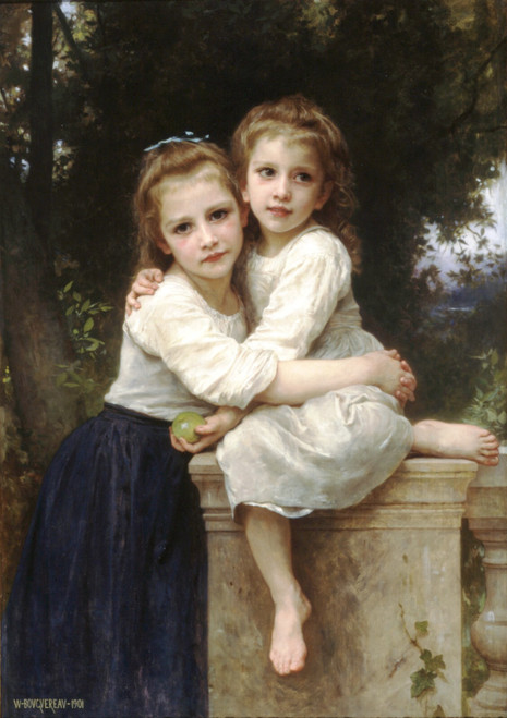 William Adolphe Bouguereau - Two Sisters 1901 Poster Canvas Movie Film Print A0