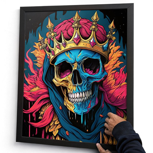 Colourful Skull Wall Art Skeletor In A Crown Print Grunge Emo Artwork A5 A4 A3 (