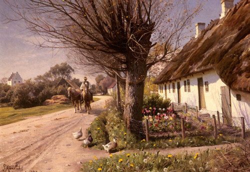 Monsted_Peder_Mork_Cottages_At_Hjornbaek Poster Canvas Movie Film Print A0 A1 A2