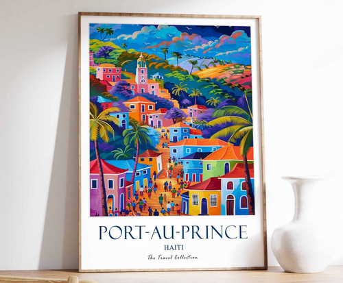 8_Port-Au-Prince Print, Port-Au-Prince Travel Poster, Haiti Travel Poster, Carib