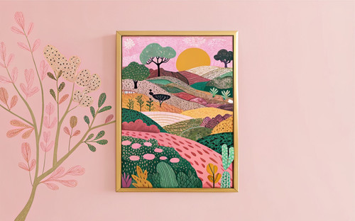 Autumn Patchwork Meadows October Floral Botanical Art Print - Unframed A6 A5 A4