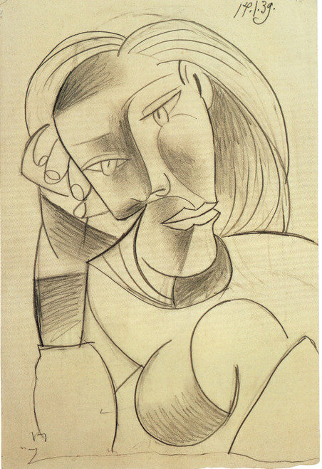 Pablo Picasso - Woman leaning her head on one hand 14.01.1939 Poster Canvas Movi