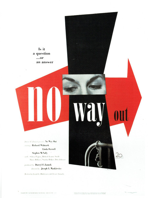 No Way Out- US 1950 Poster Canvas Movie Film Print A0 A1 A2 A3 A4 A5 A6 Art Wall