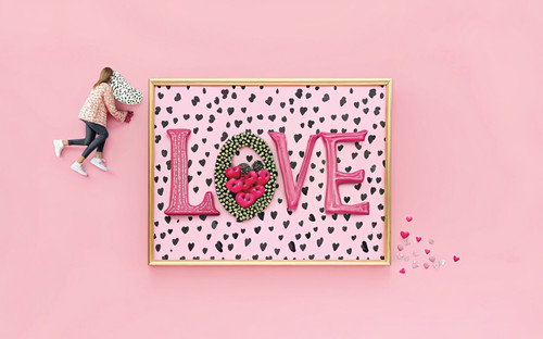 LOVE Dalmatian Gypsophila Floral Kitsch Quote Print - Unframed A6 A5 A4 A3 A2 A1