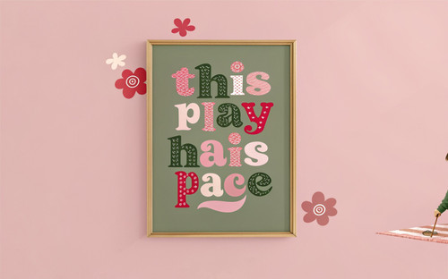 This is My Happy Place Boho bold Text Quote Colourful Art Print - Unframed A6 A5