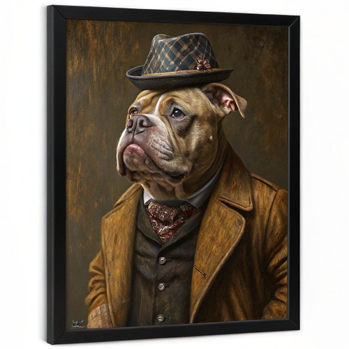 Vintage XL Bully Wall Art Bulldog In A Suit Print Retro Dog Picture Art Print Po
