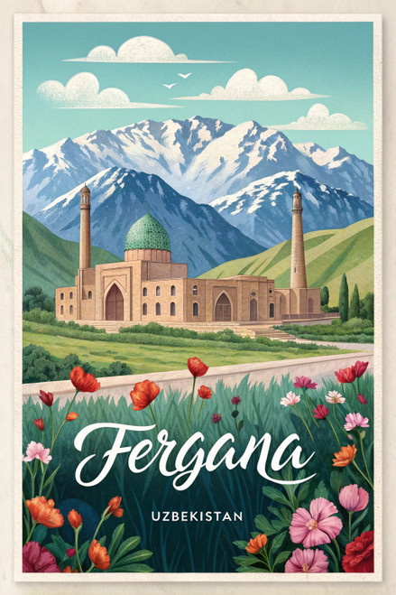 Exquisite Fergana Uzbekistan Travel Poster - Silk Road Oasis City Art Print Post