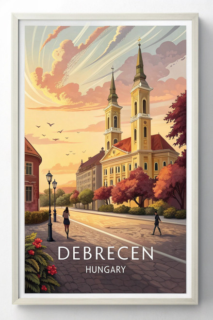 Captivating Debrecen Hungary - Vintage Style Travel Poster Art Print Poster Movi