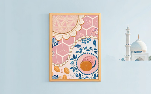 Cafe De Daisy Coffee Croissant Breakfast Art Print - Unframed A6 A5 A4 A3 A2 A1