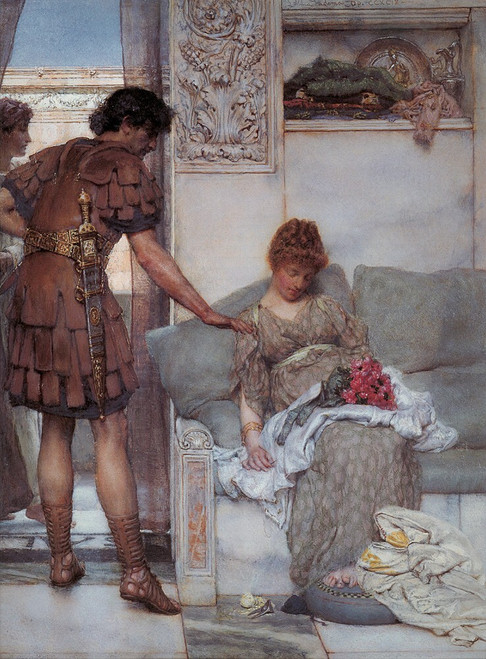 Alma_Tadema_A_Silent_Greeting Poster Canvas Print Art Painting Decor Reprint wal