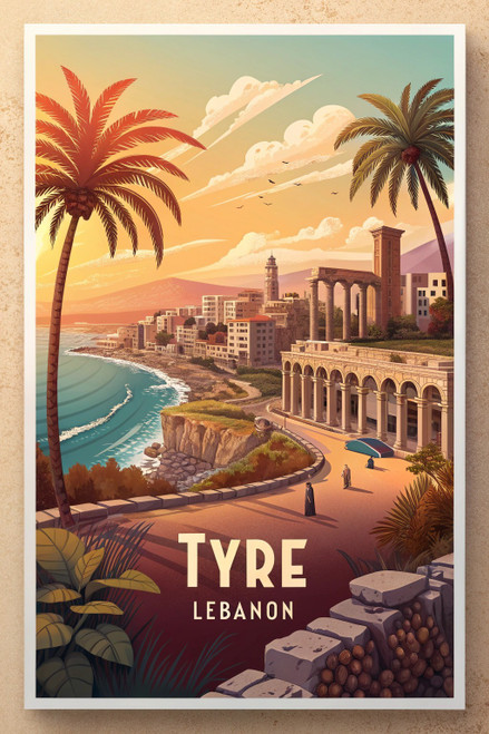 Majestic Tyre Lebanon Travel Poster - Historical Coastal City Art Print Poster M