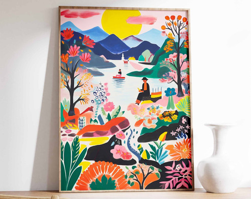 1_Chile Art Print, Vintage Chilean Floral Poster, Indigenous art, Folk Art Poste