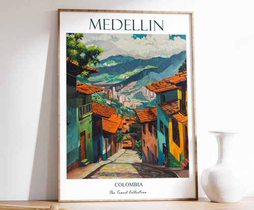 1_Medellin Print, Medellin Travel Poster, Colombian Travel Print, Tropical Decor