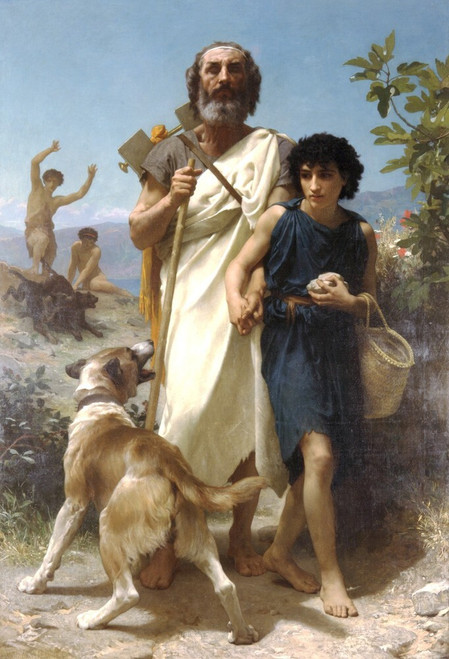Bouguereau_Homere_et_son_guide Poster Canvas Movie Film Print A0 A1 A2 A3 A4 A5