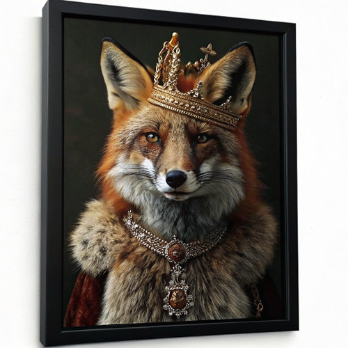 Vintage Fox King Wall Print Painting Animal Wall Art Fox King Picture Home Gift