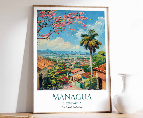 6_Managua Print, Managua Travel Poster, Nicaragua Travel Print, Tropical Decor,