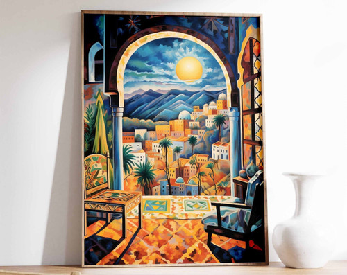 3_Algeria Travel Print, Algerian Floral Poster, Islamic Wall Art, Folk Art Poste