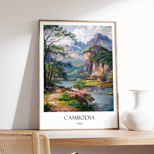 8_Cambodia Poster, Home Decor, Travel Art, Asian Wall Art, Asia Travel Poster, L