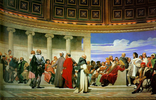 Paul Delaroche - Hemicycle of the Ecole des Beaux Arts- righ Poster Canvas Movie