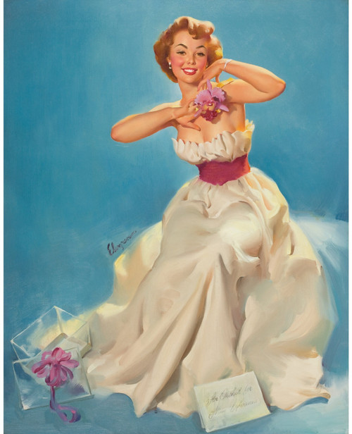 Gil Elvgren - Pinup Girl - An Orchid for Miss Sylvania Poster Canvas Movie Film