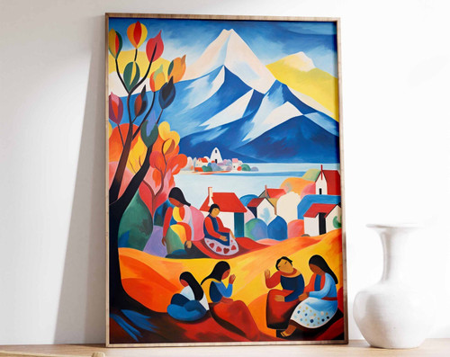 3_Chile Art Print, Vintage Chilean Floral Poster, Indigenous art, Folk Art Poste