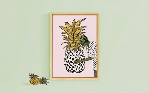 Dalmatian Print Pineapple Botanical Art Print - Unframed A6 A5 A4 A3 A2 A1 - Pos