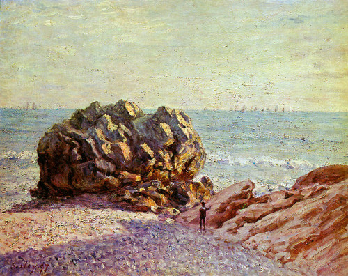 Sisley Alfred-Stor_Rock_Lady's_Cove_in_the_Evening Poster Canvas Movie Film Prin