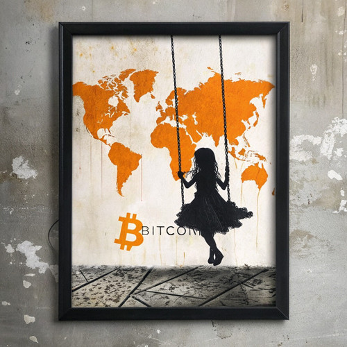 Girl On Swing Crypto Bitcoin World Wall Print Poster Picture Bitcoin Print Art P