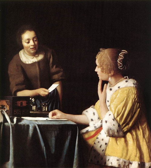 Vermeer_Lady_with_Her_Maidservant_Holding_a_Letter Poster Canvas Movie Film Prin