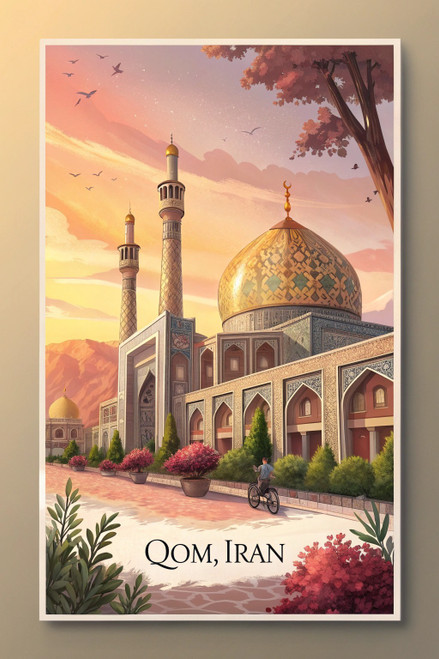 Exquisite Qom, Iran Travel Poster - Mesmerizing Islamic Architectural Art Print Exquisite Qom, Iran Travel Poster - Mesmerizing Islamic Architectural Art Print