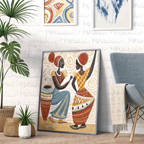 African Matisse Style Wall Art Poster Vase Women Abstract African Ethnic Print A