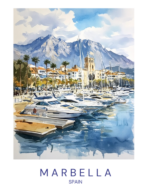 marbella5 Poster Canvas Travel Holiday Trip Print Turism A0 A1 A2 A3 A4 A5 A6
