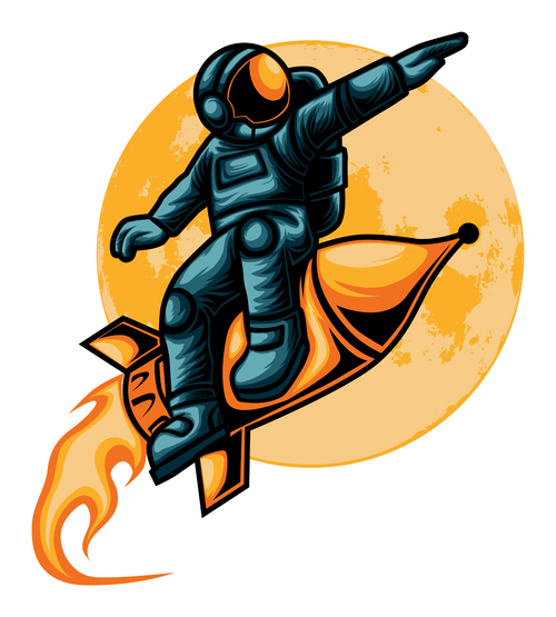 215. Astronaut to the moon sticker (2) Fun Gift Poster Canvas Print A0 A1 A2 A3