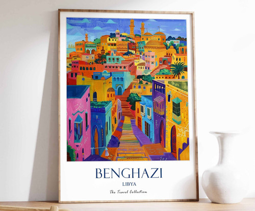 9_Benghazi Print, Benghazi Travel Poster, Middle East Travel Print, Islamic Deco