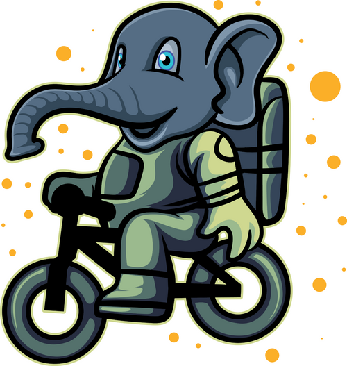 203. Astro Elephant Riding Bmx Fun Gift Poster Canvas Print A0 A1 A2 A3 A4 A5 A6