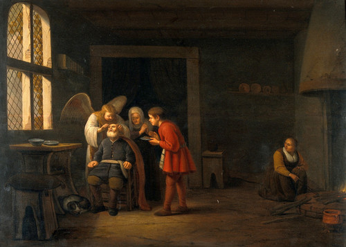 The_angel_Raphael_curing_the_blindness_of_Tobit._Oil_paintin_Wellcome_V0017377 P