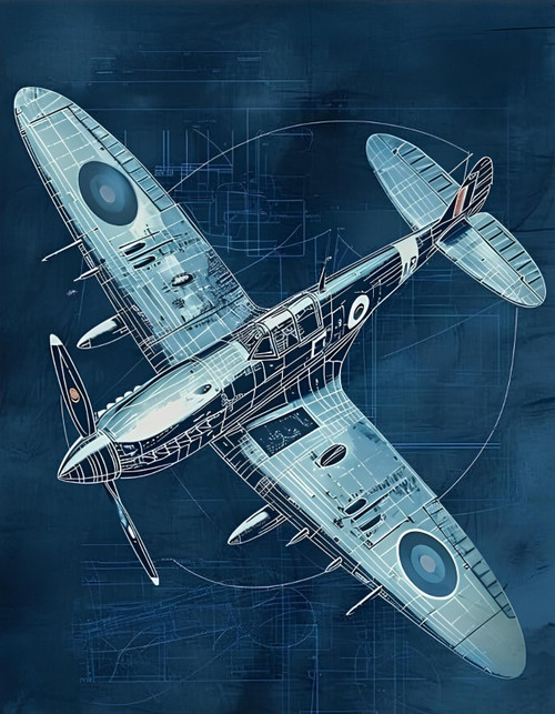 Spitfire Blueprint Poster Vintage Plane source (1) Poster Canvas Movie Film Prin