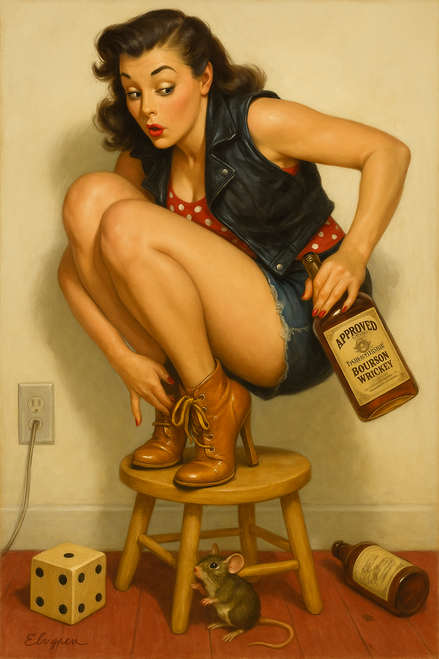 Gil Elvgren - Dicy Mouse Trap Poster Canvas Print A0 A1 A2 A3 A4 A5 A6 Art