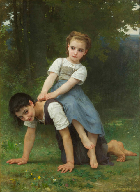 William Adolphe Bouguereau - The Horseback Ride Poster Canvas Movie Film Print A