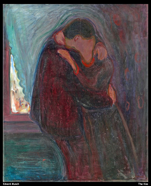 edvard-munch---the-kiss-2_13836615594_o(1) Poster Canvas Print Art Painting Deco