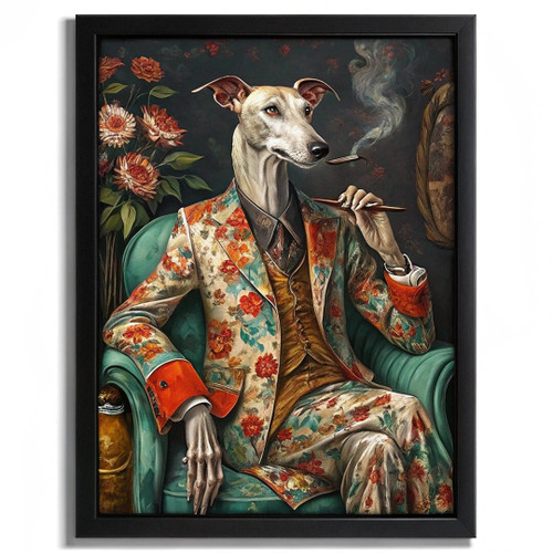 Anthropomorphic Greyhound in Elegant Suit - Whimsical Luxury Dog Art Print (3) A