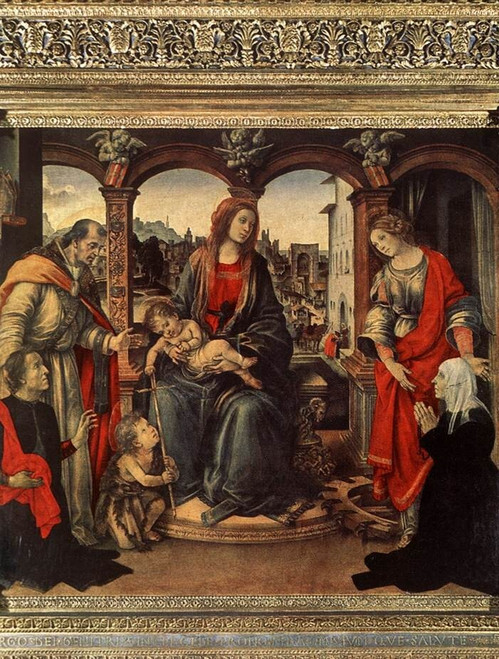 Lippi_Filippino_Madonna_with_Child_and_Saints_c1488 Art Gallery Poster Canvas Pr